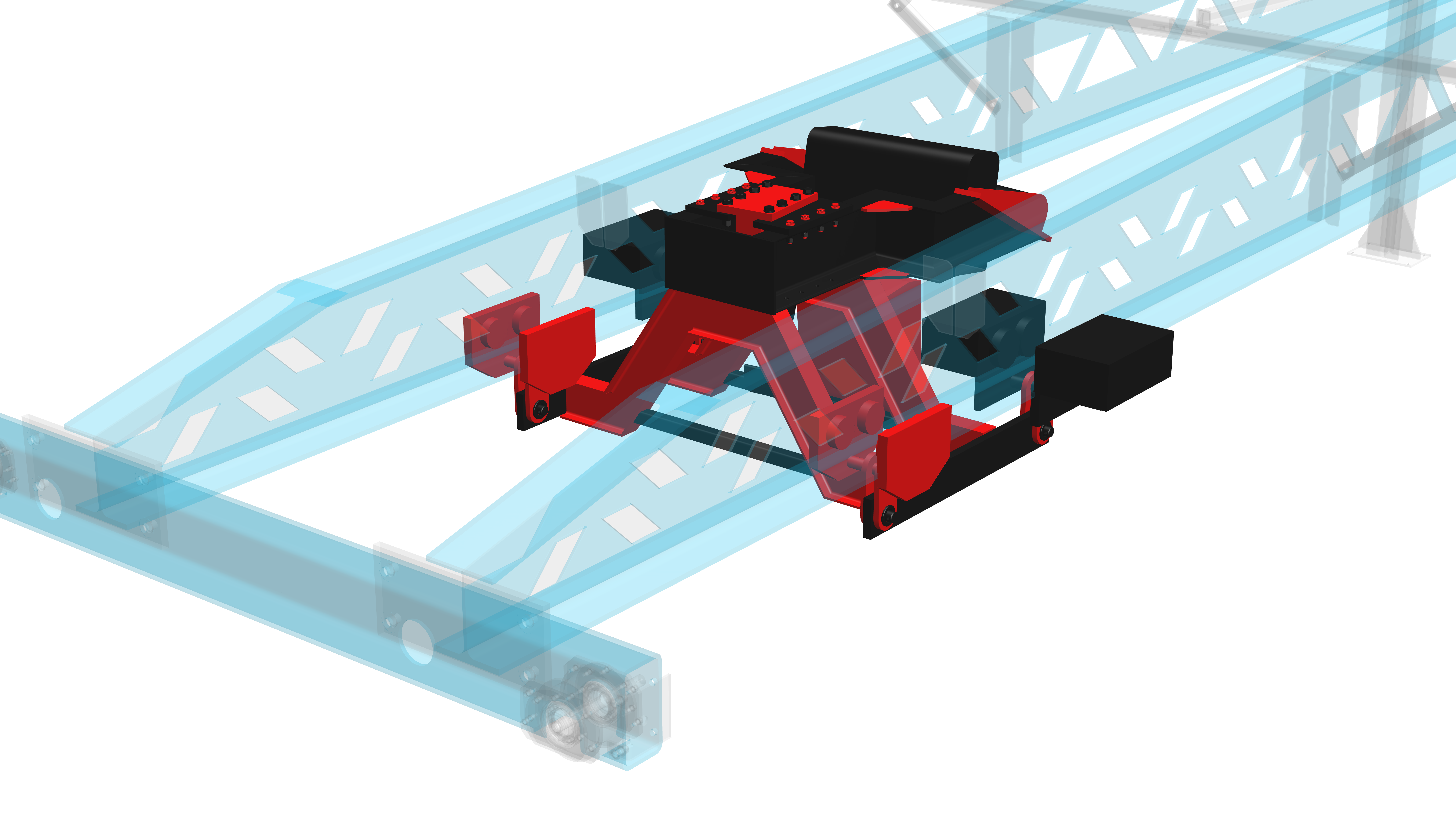Duraxim crab hoist lifting between two beams